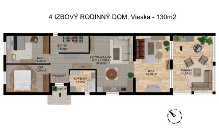 Na predaj priestranný 4-izbový rodinný dom v obci Vieska