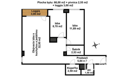 Zrekonštruovaný 3-izbový byt s veľkou dennou zónou v tehlovom dome
