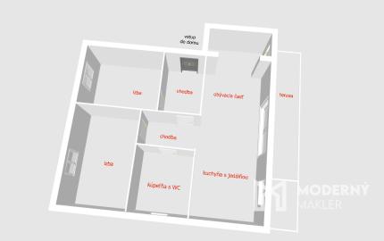 PREDAJ -Exkluzívna ponuka  3i RD - kompletná rekonštrukcia, terasa, pozemok 450m2 - Bánovcen/B / Biskupice