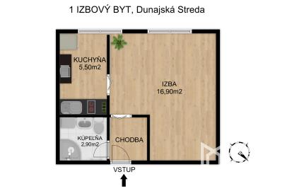 Na prenájom moderný 1-izbový byt kúsok od centra Dunajskej Stredy