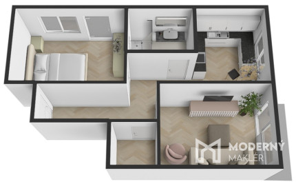 Na prenájom čiastočne zariadený 2-izbový byt v Bánovciach nad Bebravou