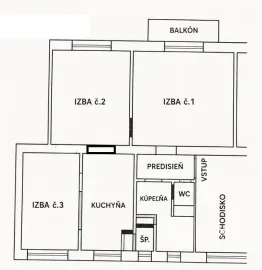 Na predaj priestranný 3-izbový byt v Galante