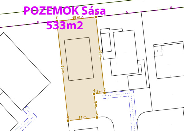 Na predaj stavebný pozemok s rozostavaným drevodomom v obci Lehnice - Sása