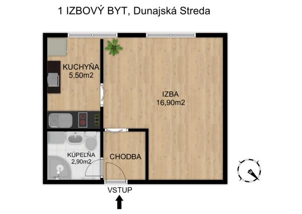 Na prenájom moderný 1-izbový byt kúsok od centra Dunajskej Stredy
