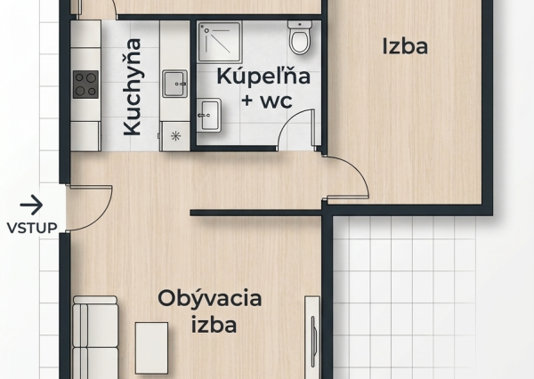 Na predaj 3-izbový byt (pôvodne 2-izbový) v Bratislave - Lamač