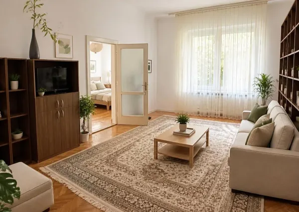 Na predaj priestranný 2-izbový byt s terasou a vysokými stropmi v centre Bratislavy