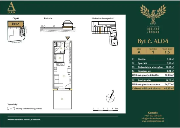 Na predaj prémiový 1,5 izbový byt s predzáhradkou v historickom centre Trnavy