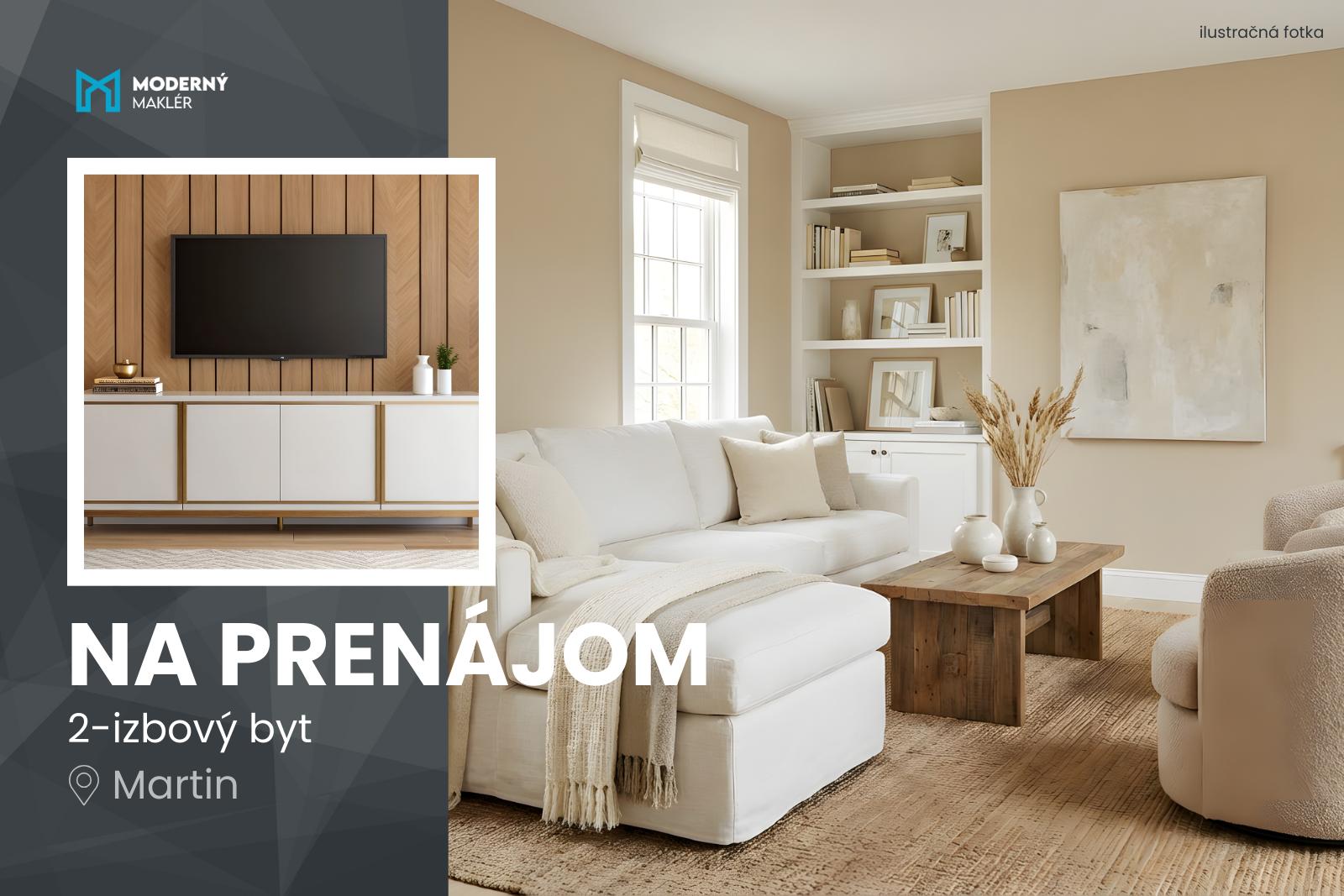 Na prenájom zariadený 2-izbový v centre mesta Martin